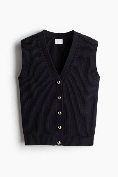 H&m Rib-knit Vest In Blue