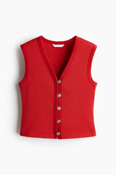 H&m Rib-knit Vest In Red