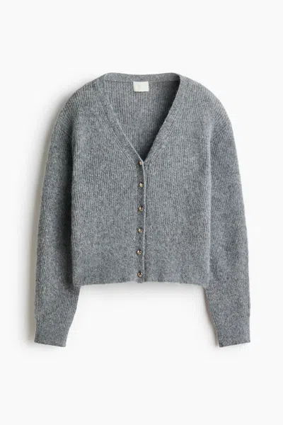H&m Rib-knit V-neck Cardigan In Blue