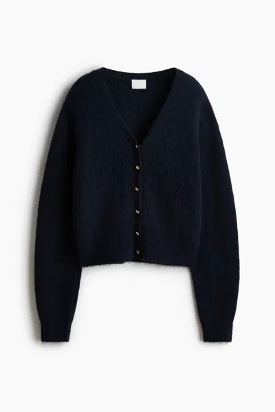 H&m Rib-knit V-neck Cardigan In Blue