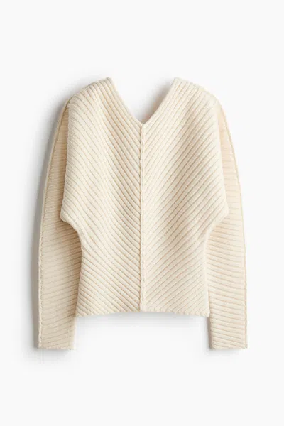 H&m Rib-knit Wool Sweater In Neutral