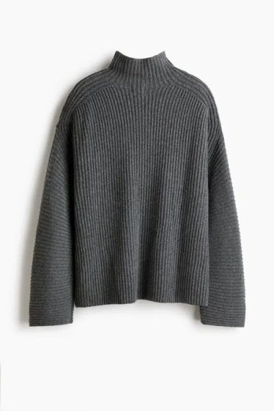 H&m Rib-knit Wool-blend Jumper In Black