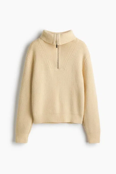 H&m Rib-knit Zip-top Jumper In Gold