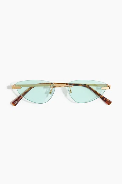 H&m Rimless Cat-eye Sunglasses In Gold-colored/turquoise-colored