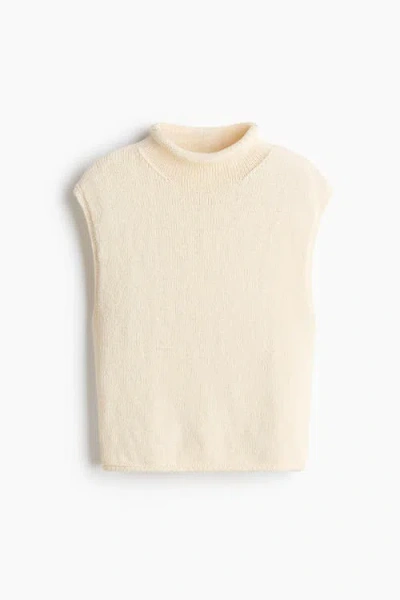 H&m Rolled-edge Mock Turtleneck Sweater Vest In Neutral