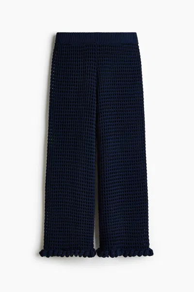 H&m Rope-detail Open-knit Pants In Blue