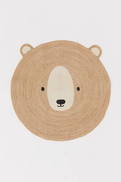 H&m Round Jute Rug In Beige/bear
