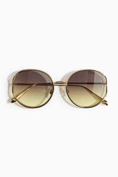 H&m Round Sunglasses In Gold-colored/green