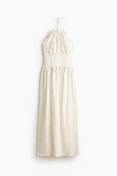 H&m Ruched Halterneck Dress In White