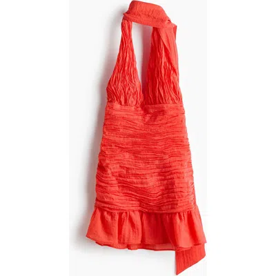 H&m Ruched Scarf-detail Dress In Orange
