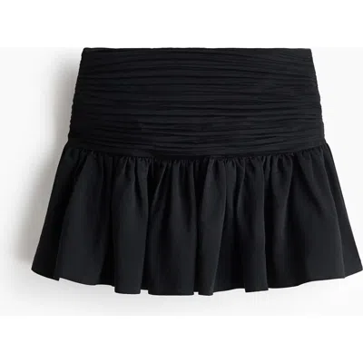 H&m Ruched-waist Mini Skirt In Black