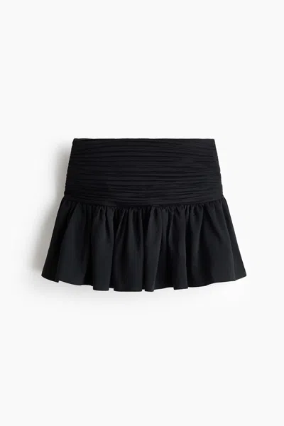 H&m Ruched-waist Mini Skirt In Black