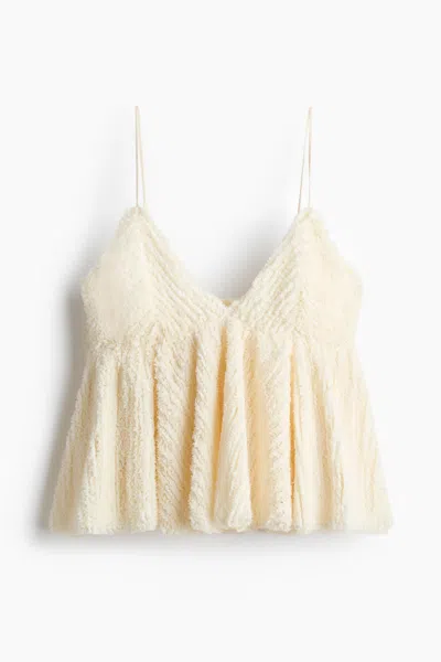 H&m Ruffled Camisole Top In Neutral