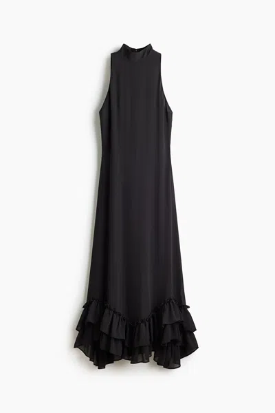 H&m Ruffled Maxi Dress In Black