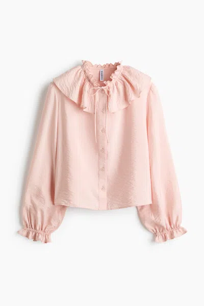 H&m Ruffle-trimmed Blouse In Pink