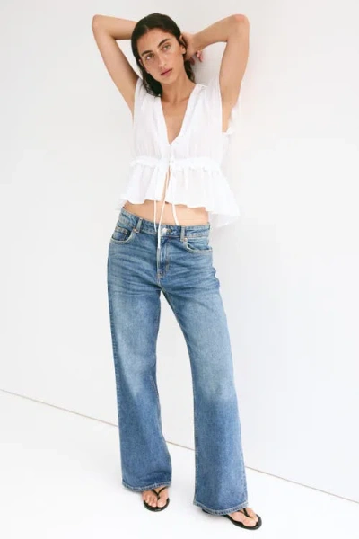 H&m Ruffle-trimmed Blouse In White