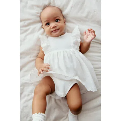 H&m Babies'  Ruffle-trimmed Bodysuit Dress In White