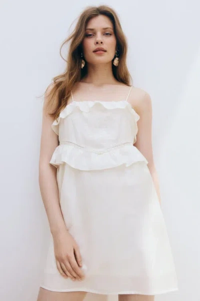 H&m Ruffle-trimmed Strappy Dress In White