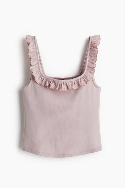 H&m Ruffle-trimmed Tank Top In Purple