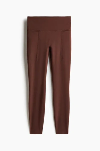 H&m Running Leggings With Shapemove In Brown