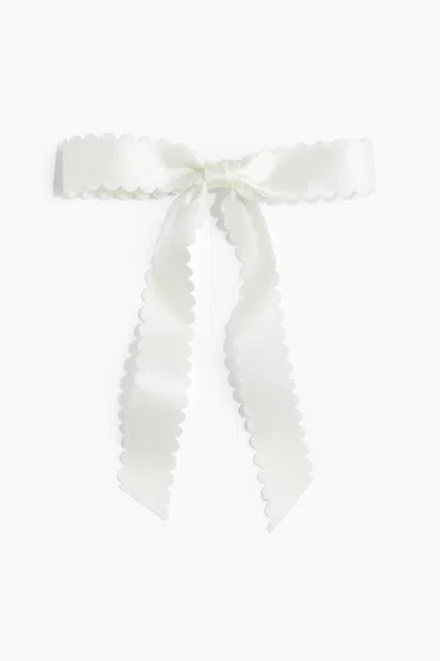 H&m Satin Bow Hair Clip In White