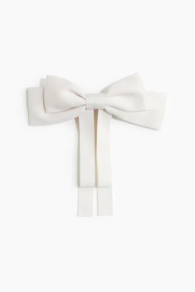 H&m Satin Bow Hair Clip In White