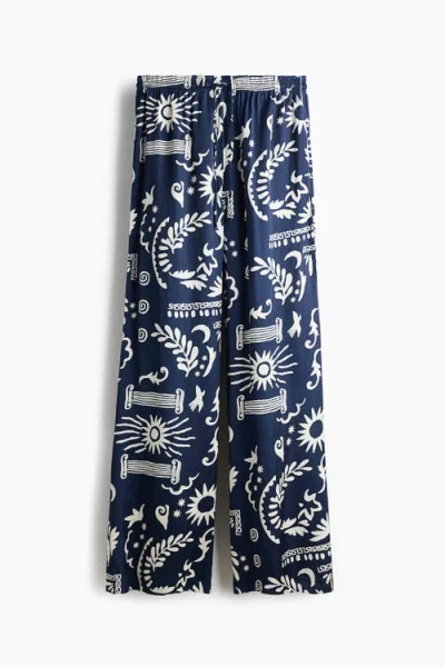 H&m Satin Drawstring Trousers In Multi