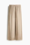H&m Satin Drawstring Trousers In Neutral