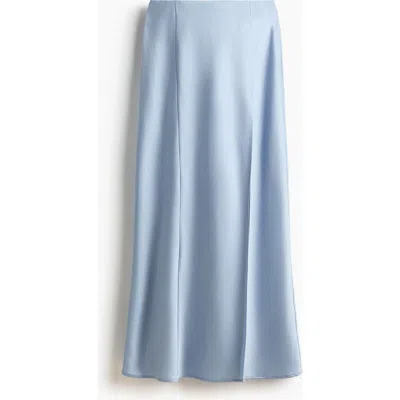H&m Satin Maxi Skirt In Blue