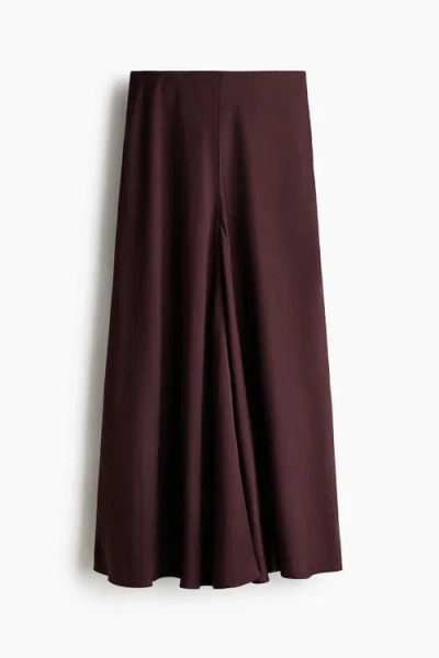 H&m Satin Maxi Skirt In Brown
