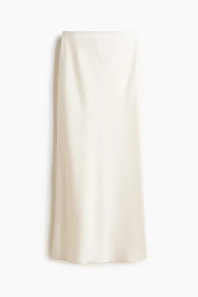 H&m Satin Maxi Skirt In Cream