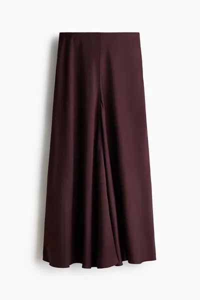 H&m Satin Maxi Skirt In Brown