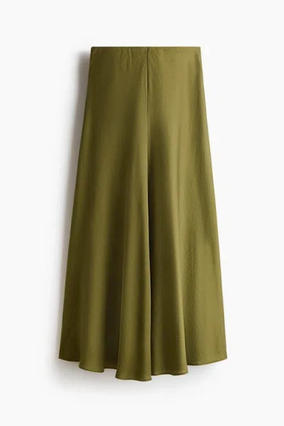 H&m Satin Maxi Skirt In Green