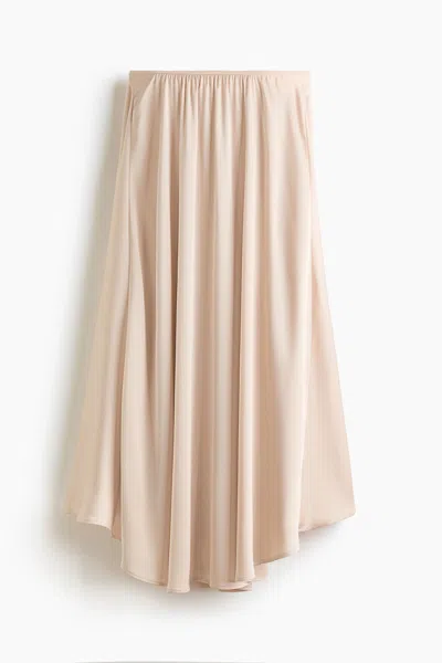 H&m Satin Maxi Skirt In Neutral