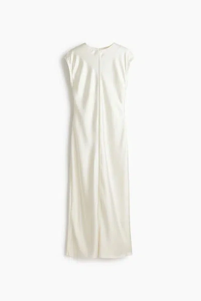 H&m Satin Midi Dress In White