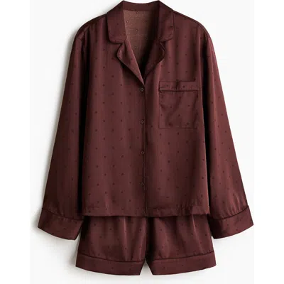 H&m Satin Pyjamas In Burgundy