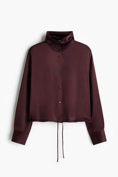 H&m Satin Shirt In Brown