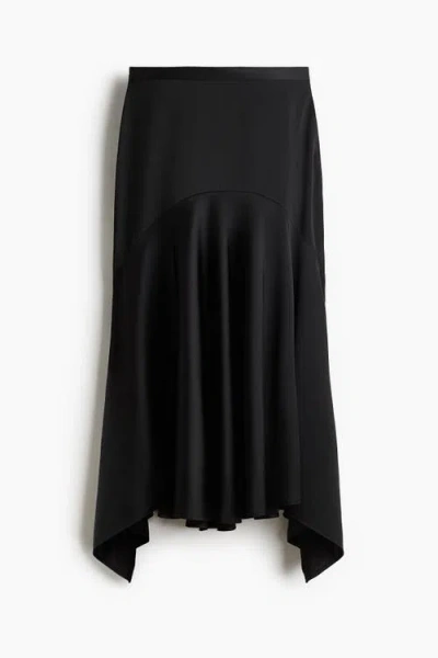 H&m Satin Twill Skirt In Black