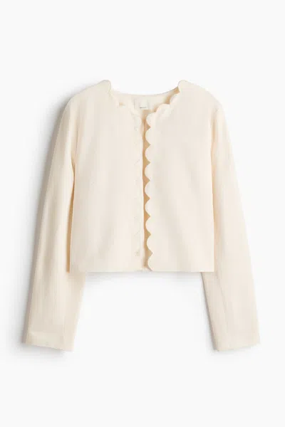 H&m Scalloped-edge Jacket In Neutral