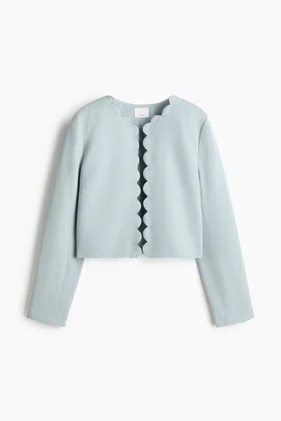 H&m Scalloped-edge Jacket In Blue