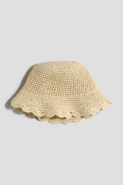 H&m Kids'  Scalloped-edge Straw Hat In Neutral