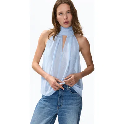 H&m Scarf-collar Chiffon Top In White