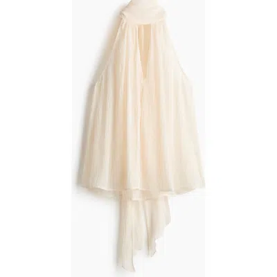 H&m Scarf-collar Chiffon Top In White