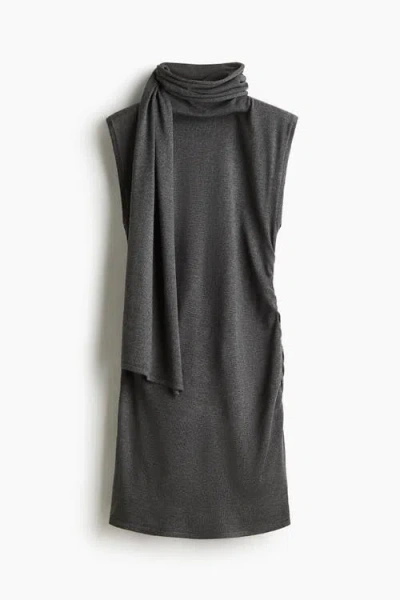 H&m Scarf-collar Dress In Black