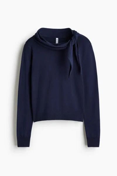 H&m Scarf-collar Jumper In Blue