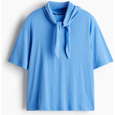 H&m Scarf-collar Top In Blue