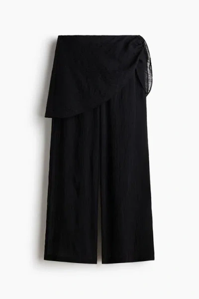 H&m Scarf-detail Beach Trousers In Black