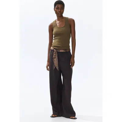 H&m Scarf-detail Linen-blend Trousers In Brown