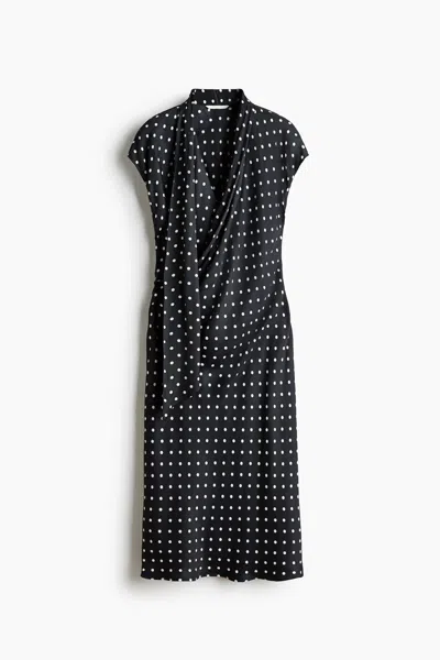 H&m Scarf-detail Satin Dress In Black