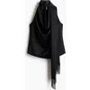 H&m Scarf-detail Satin Top In Black